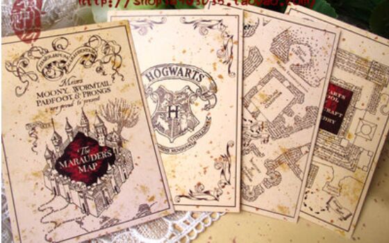 ظ  , Ż , Ʈ 4 /Harry Potter postcard,marauders map postcard,4pcs a set